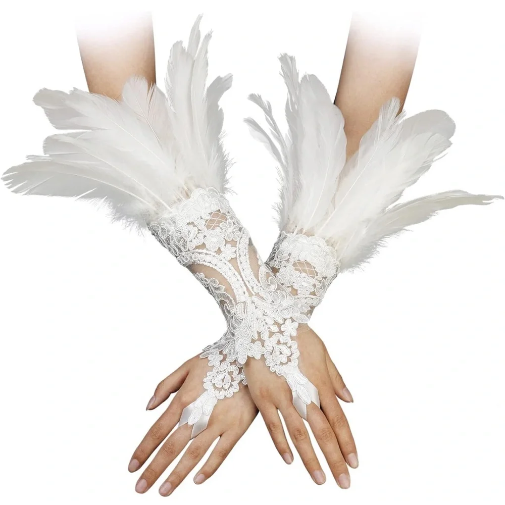 Feathers cuffs for feet / hands / wrists white
